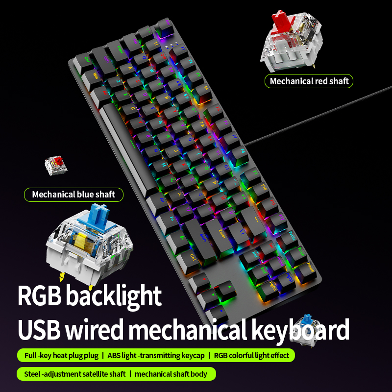 Anti-Ghosting Keyboard - AK87 Keyboard Gaming Mekanik Hot Swappable,