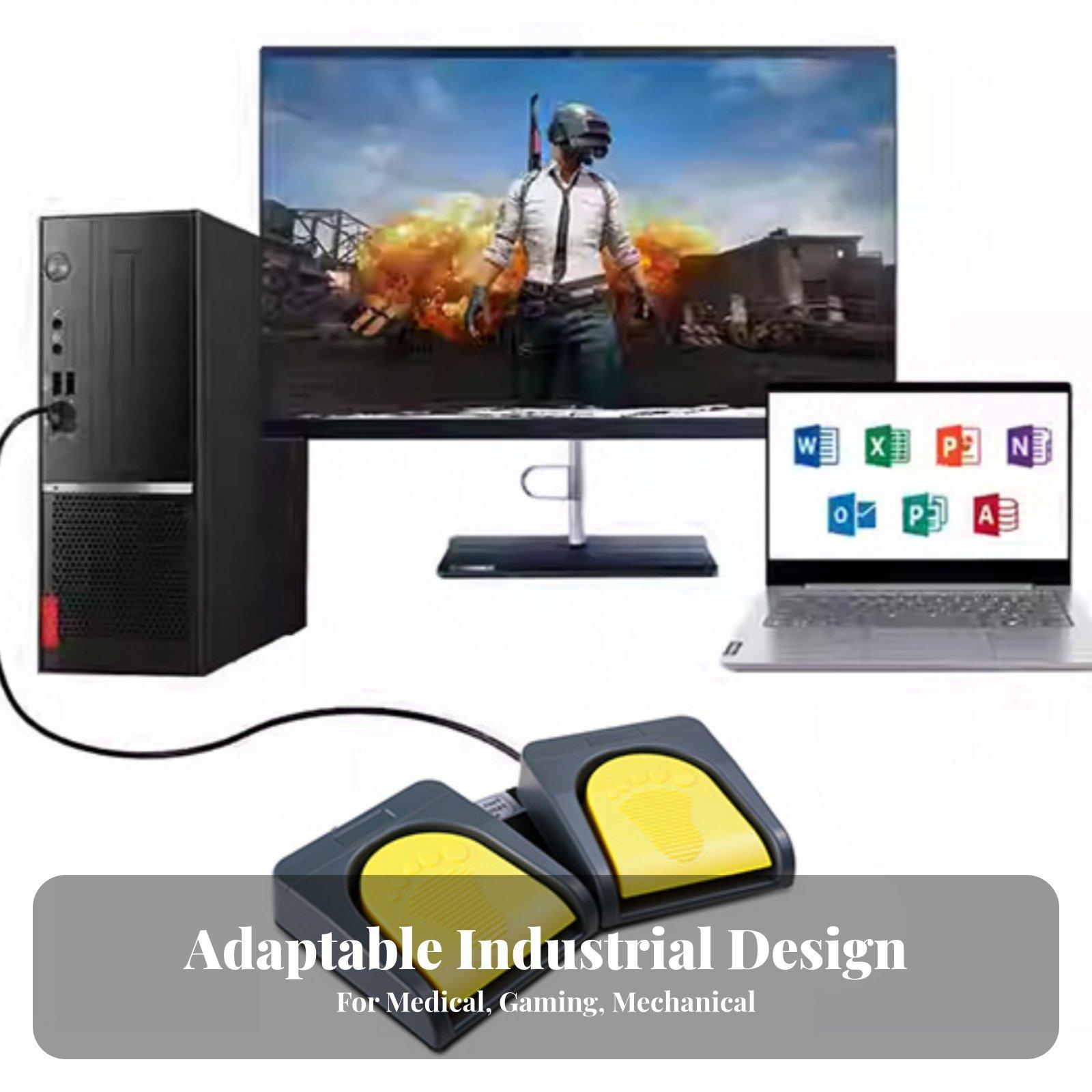Usb Foot Pedal Gaming - Pedal Kaki USB dengan Alas Logam,